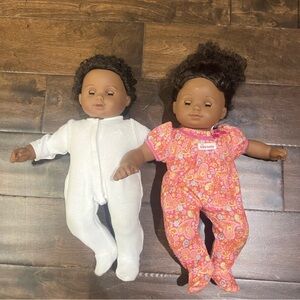 RARE American Girl Bitty Baby Twins Set – Dark Skin Tone – Vintage Retired Dolls